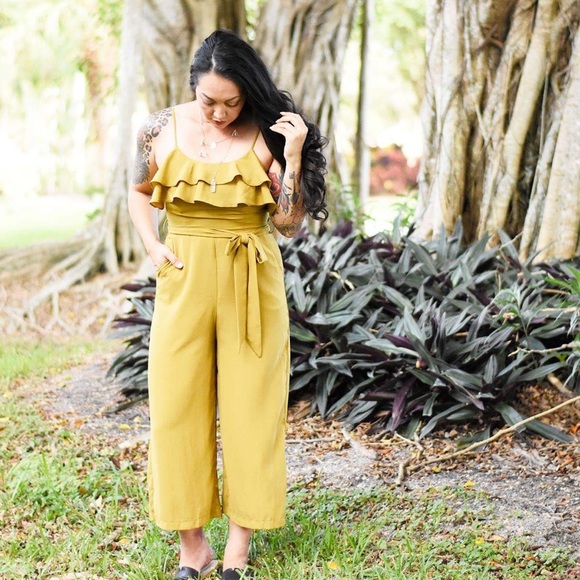 Mustard Ruffled Jumpsuit - Picture 1 of 2